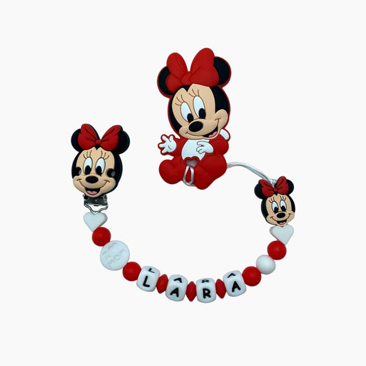 Chupetero + mordedor Minnie Mouse rojo