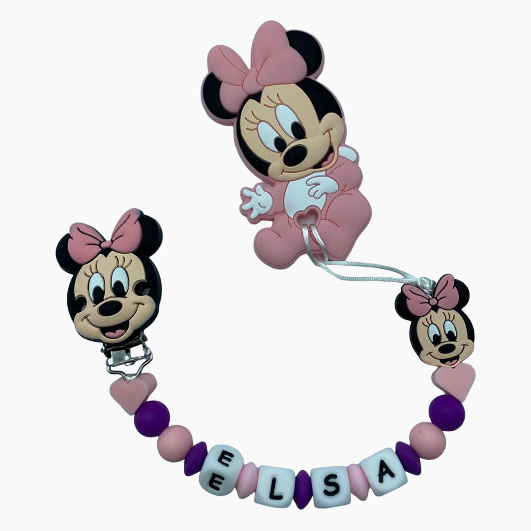 Chupetero + mordedor Minnie Mouse rosa